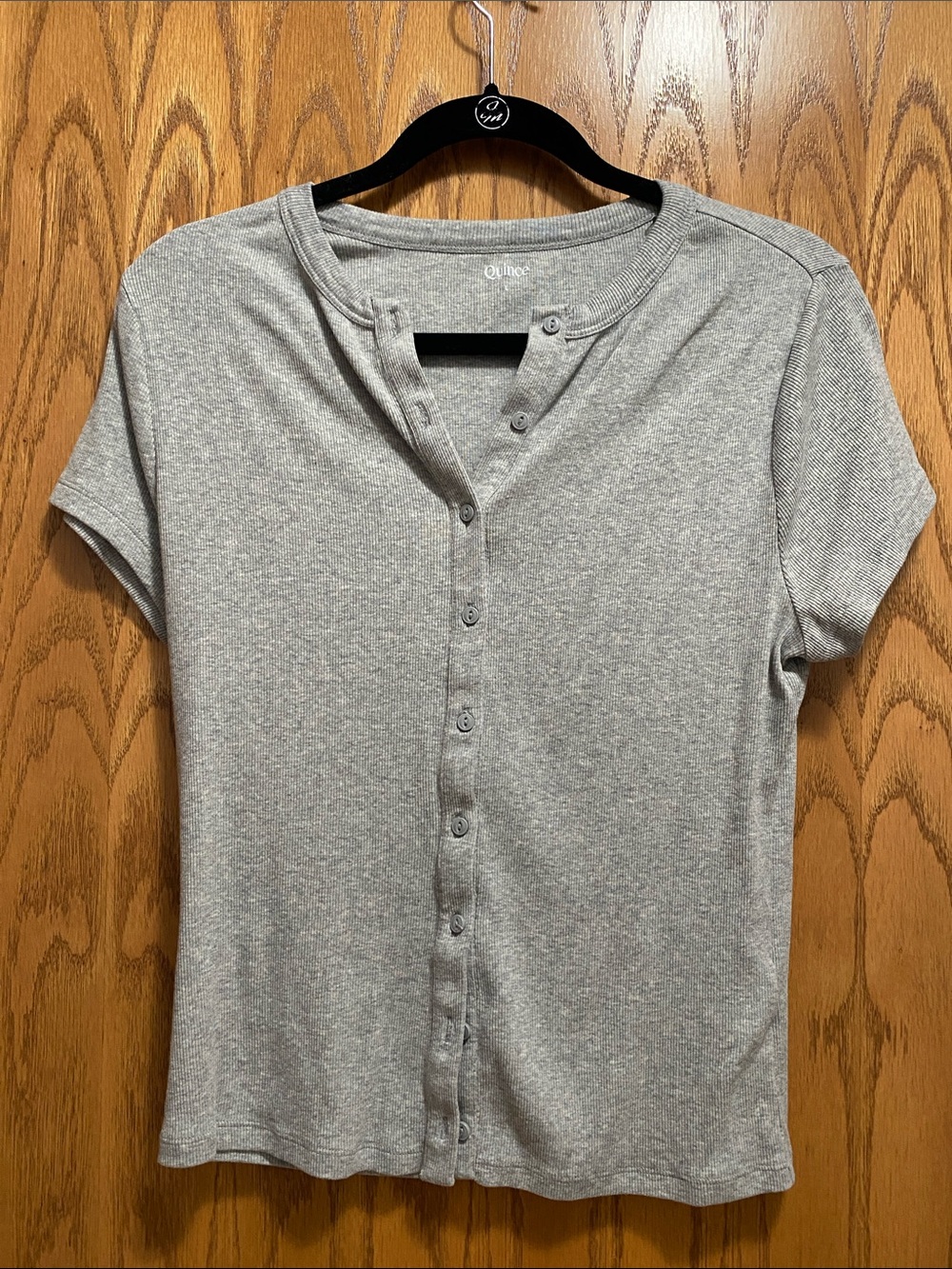 Quince Micro Rib Short sleeve button up tee Size L